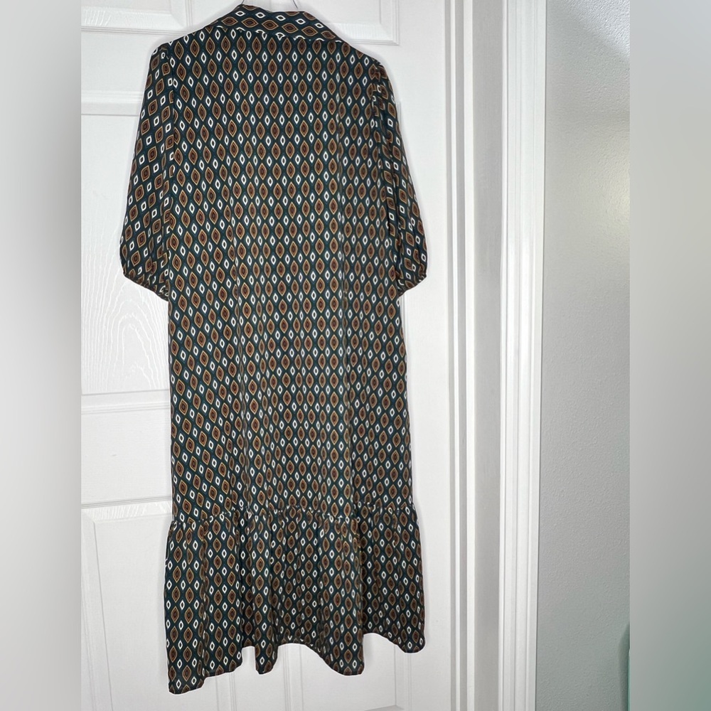 Bohme Printed Collared Midi Dress Sz XL - Picture 3 of 11